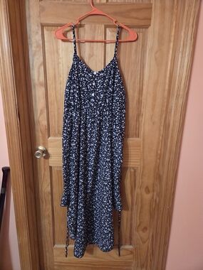 Black Ditsy Floral Spaghetti Strap Maxi Dress
